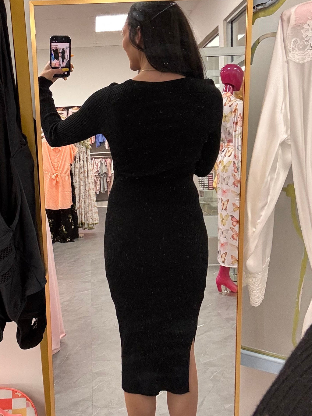 Ribbed Sweater DressBlack