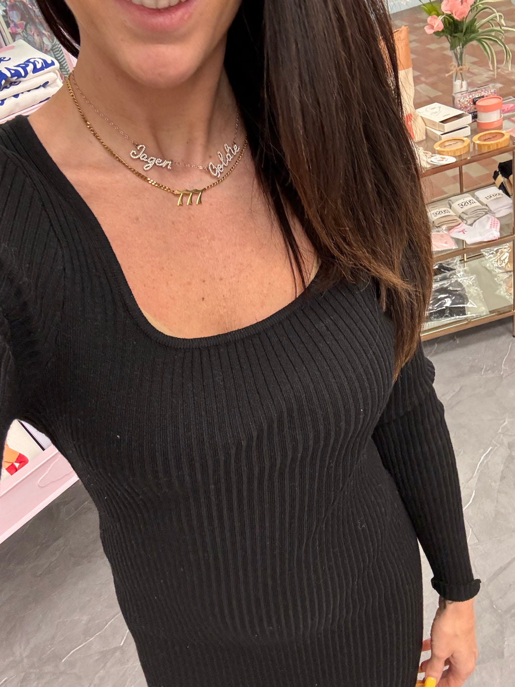 Ribbed Sweater DressBlack
