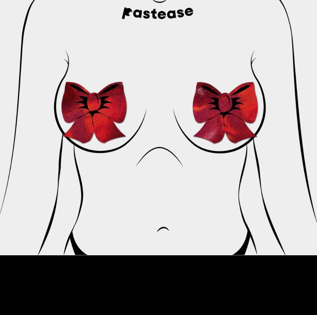 Holographic Red Bows Nipple Pasties