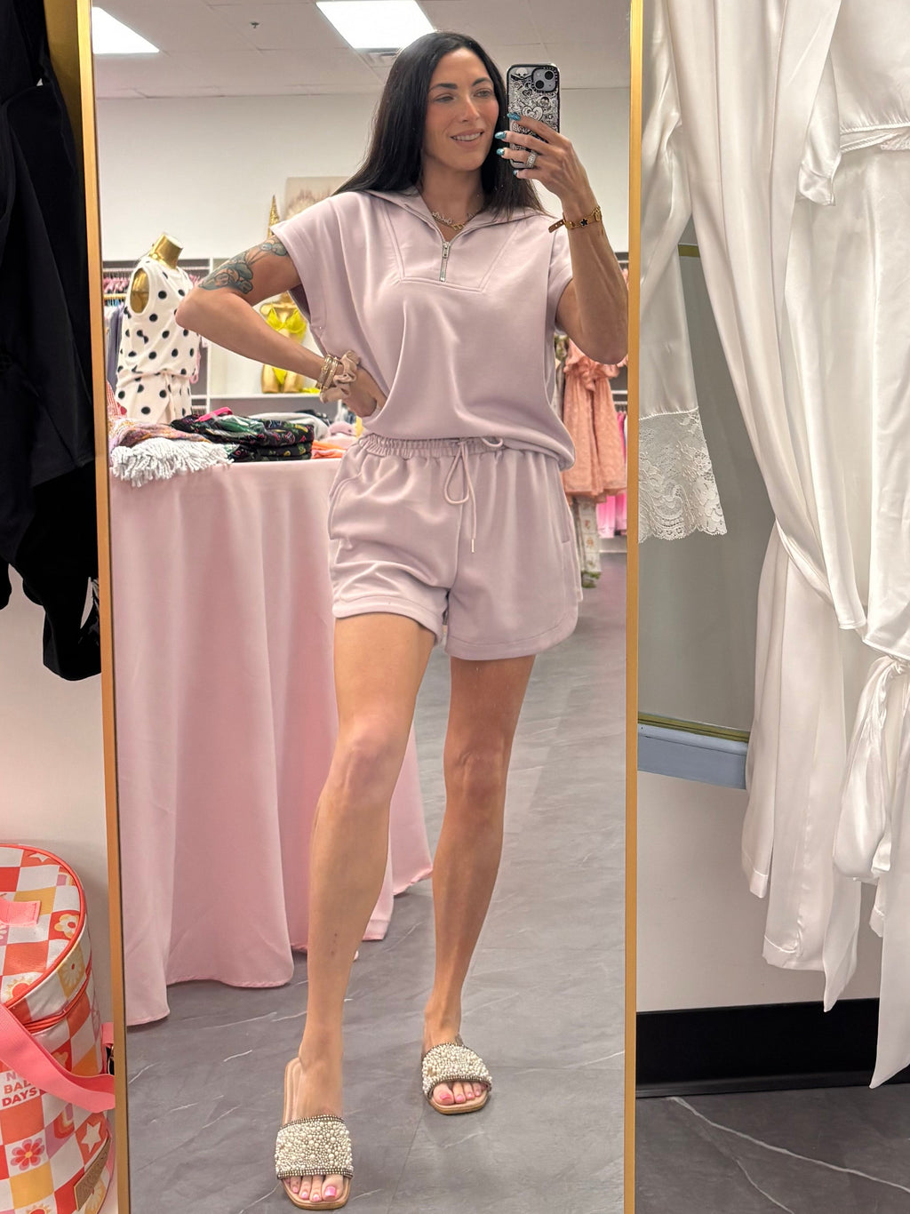 Scuba 2 Piece Short Set: Lilac