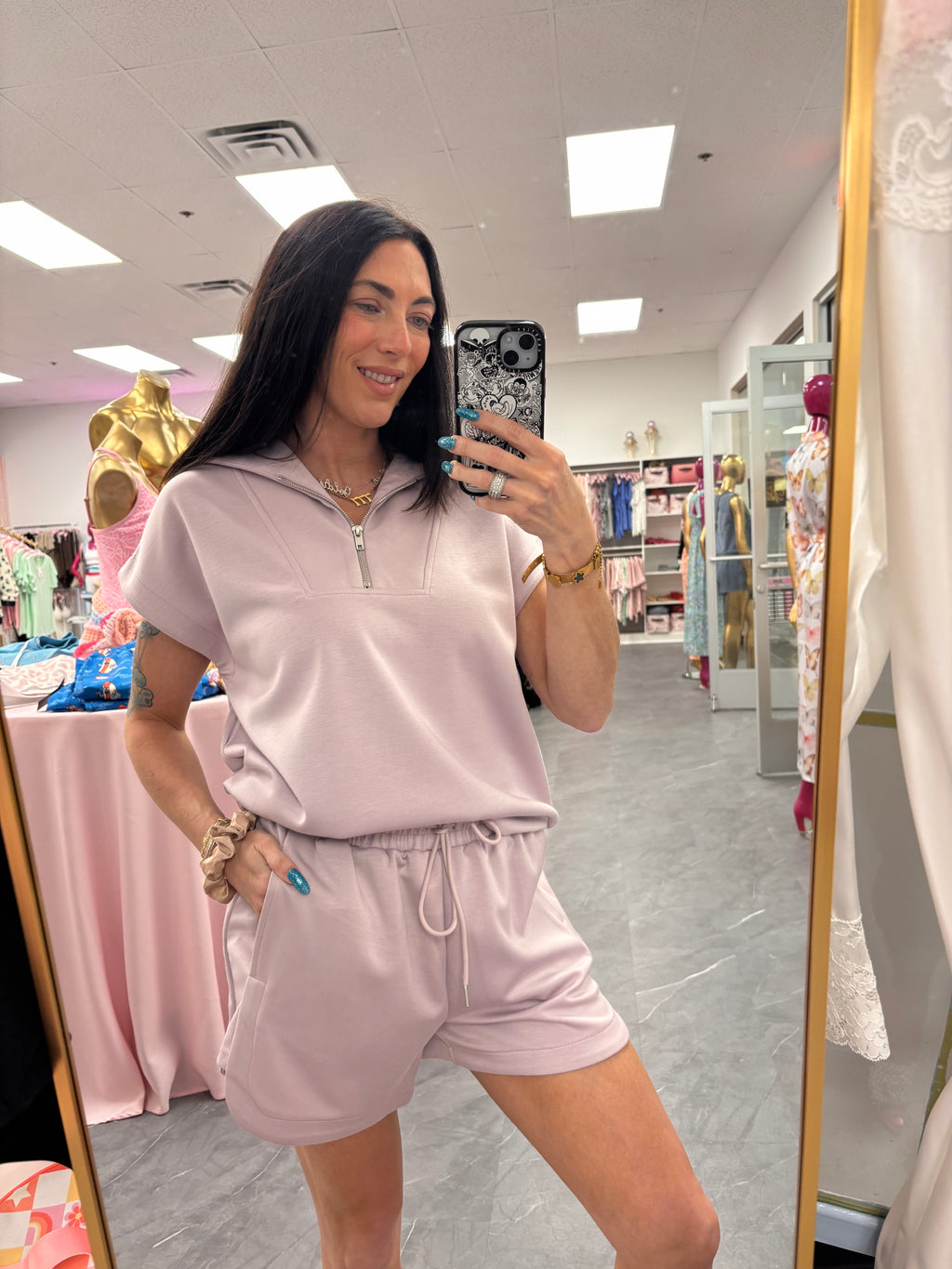 Scuba 2 Piece Short Set: Lilac