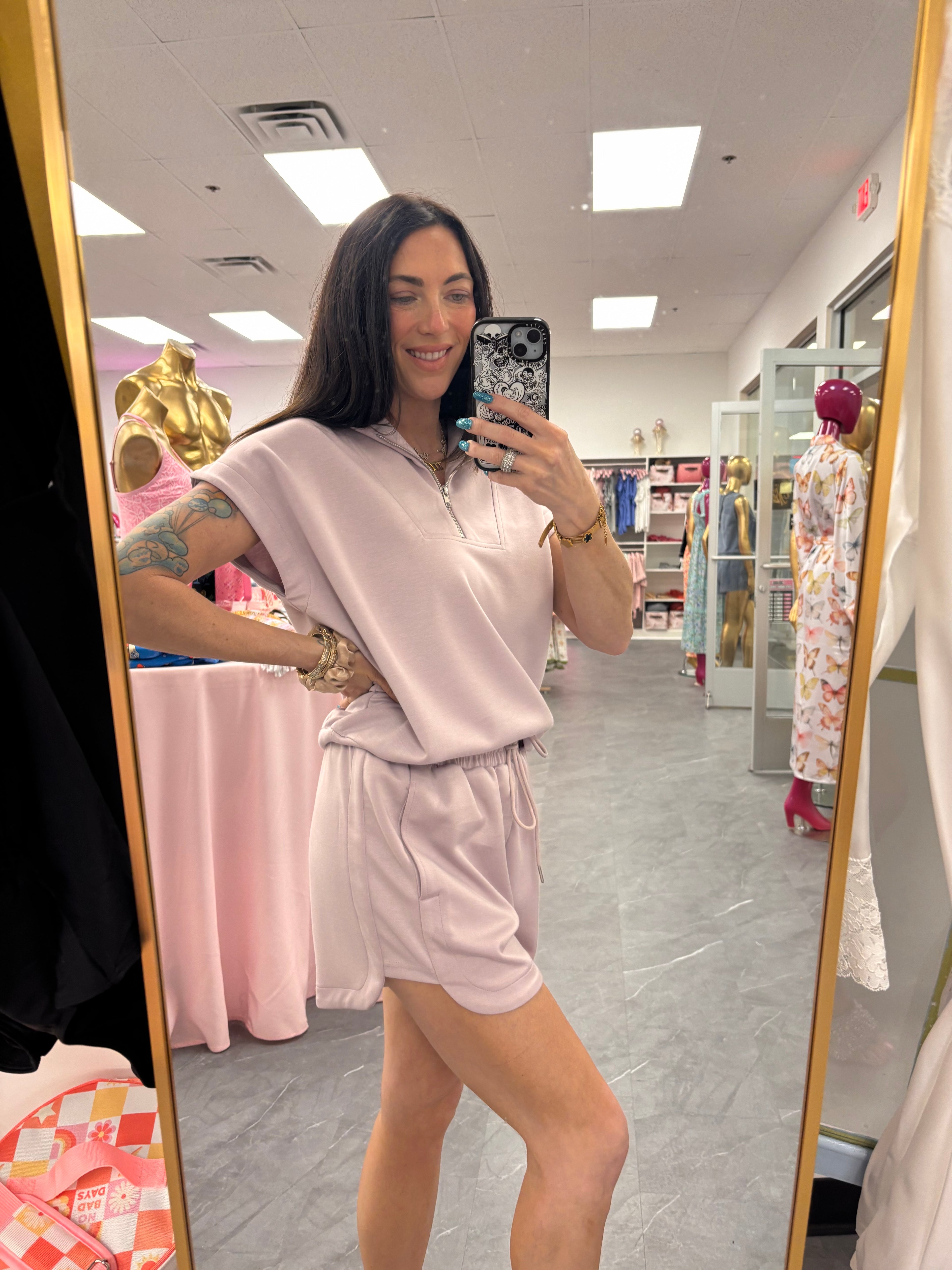 Scuba 2 Piece Short Set: Lilac