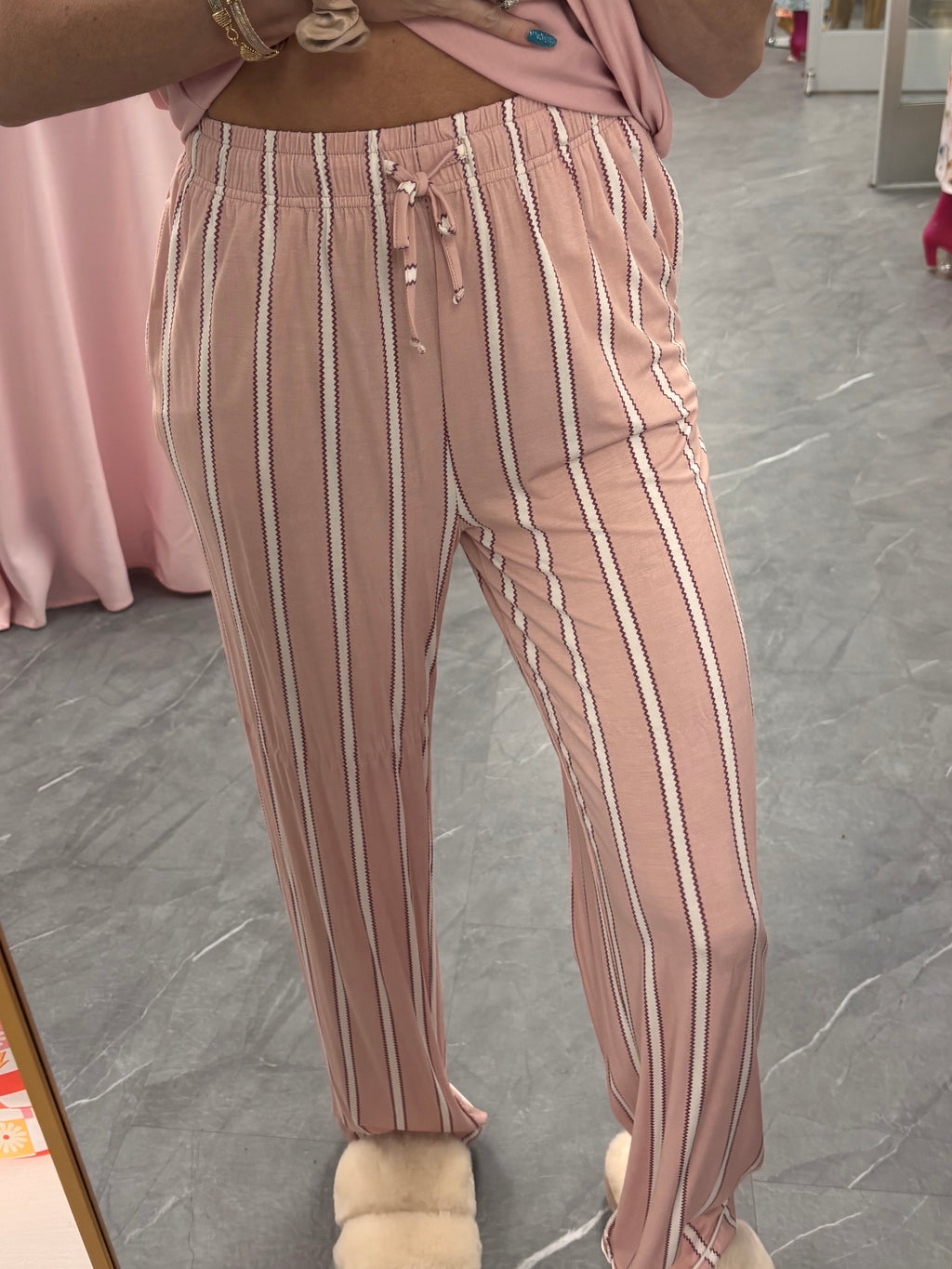 Bamboo Tee and Trouser Set : Blush Stripe