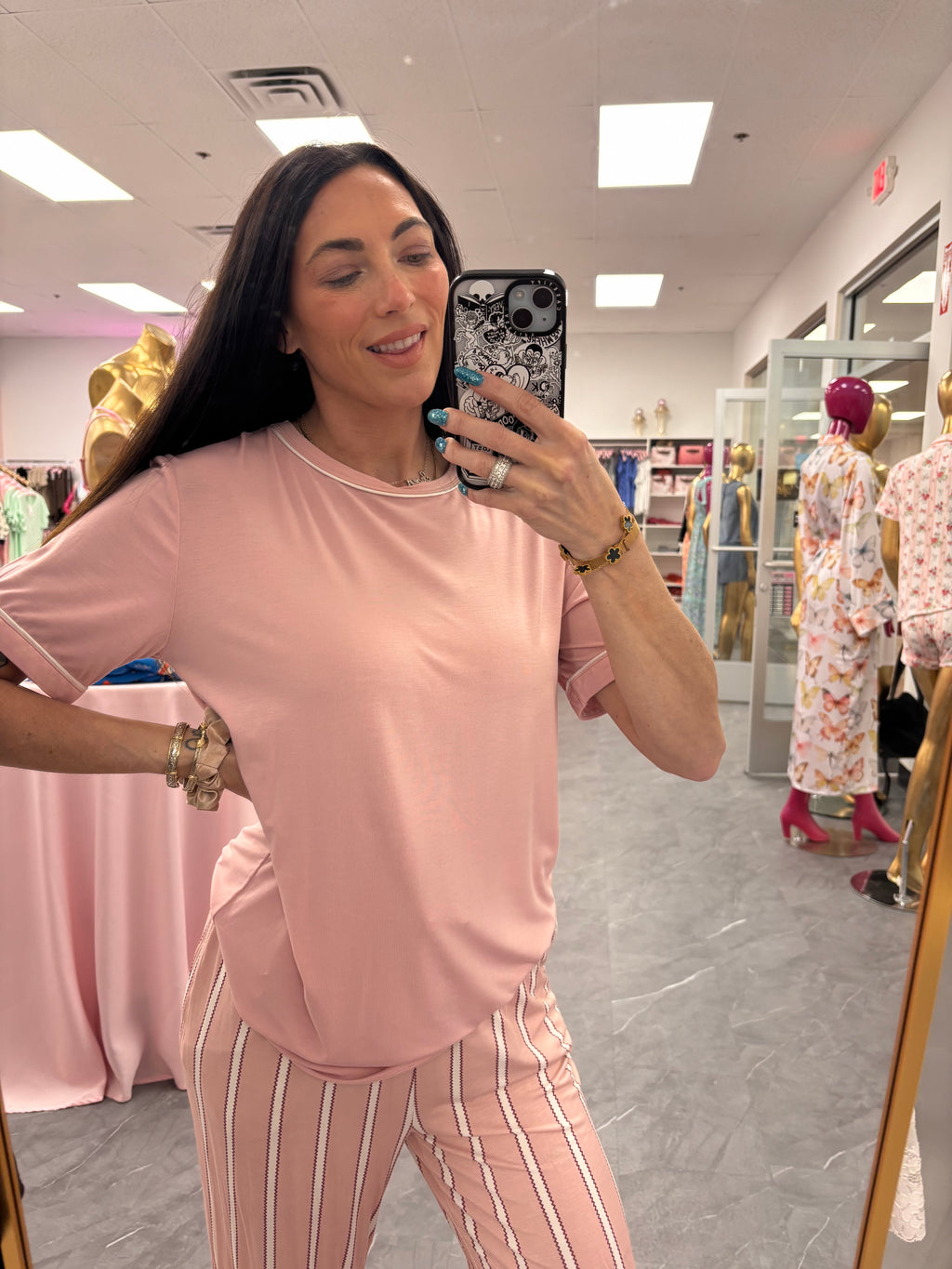 Bamboo Tee and Trouser Set : Blush Stripe