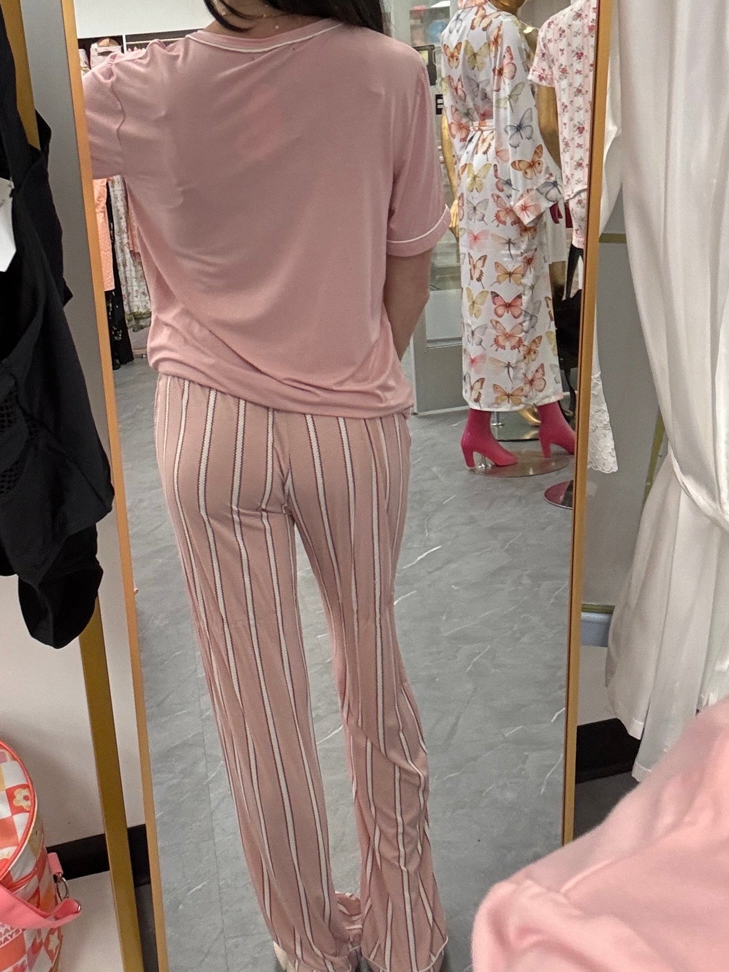 Bamboo Tee and Trouser Set : Blush Stripe
