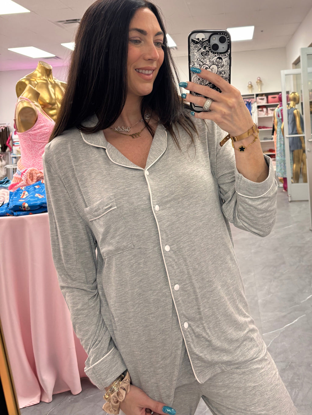 Bamboo Pajama Set in Grey Marl