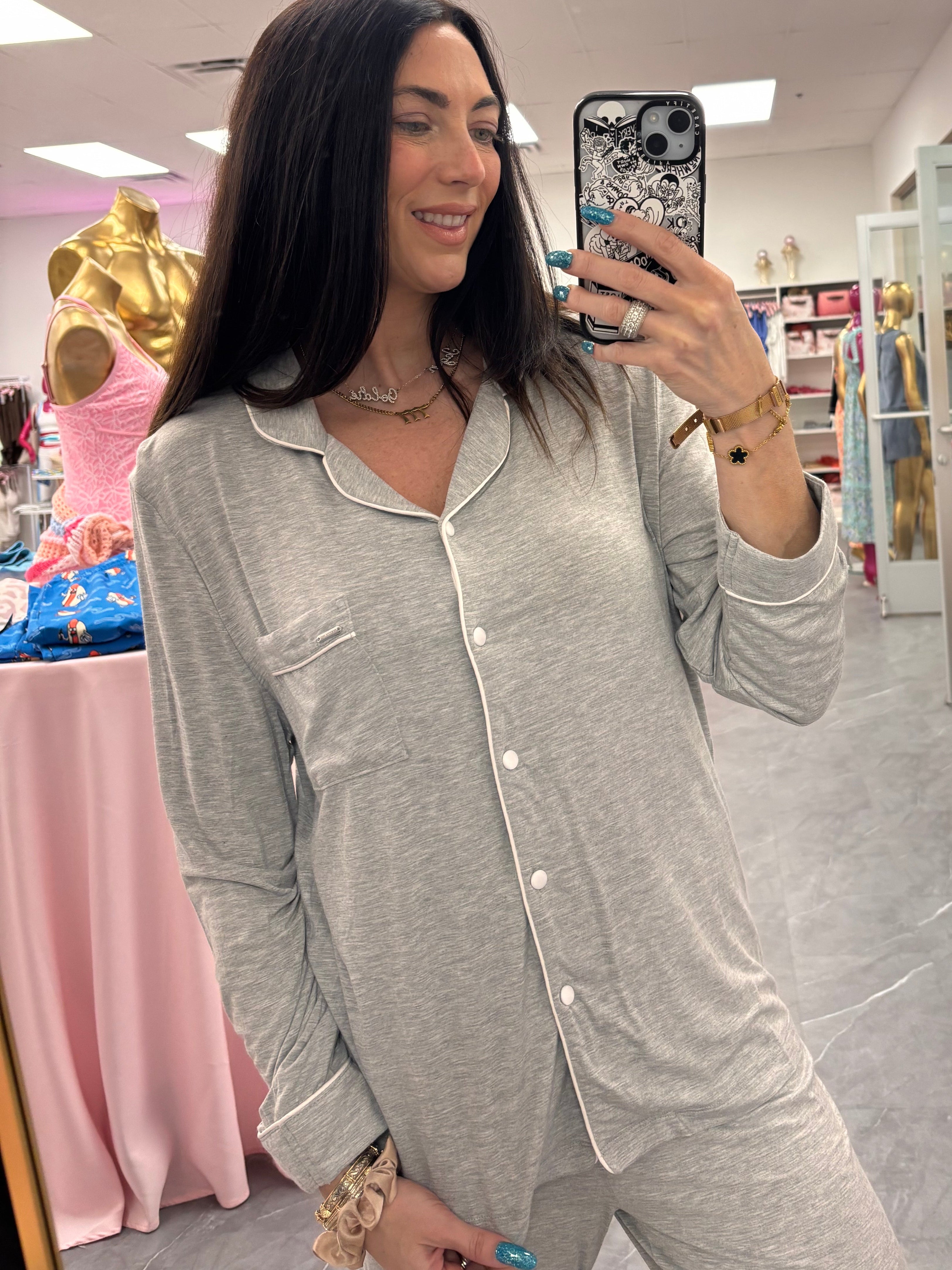 Bamboo Pajama Set in Grey Marl