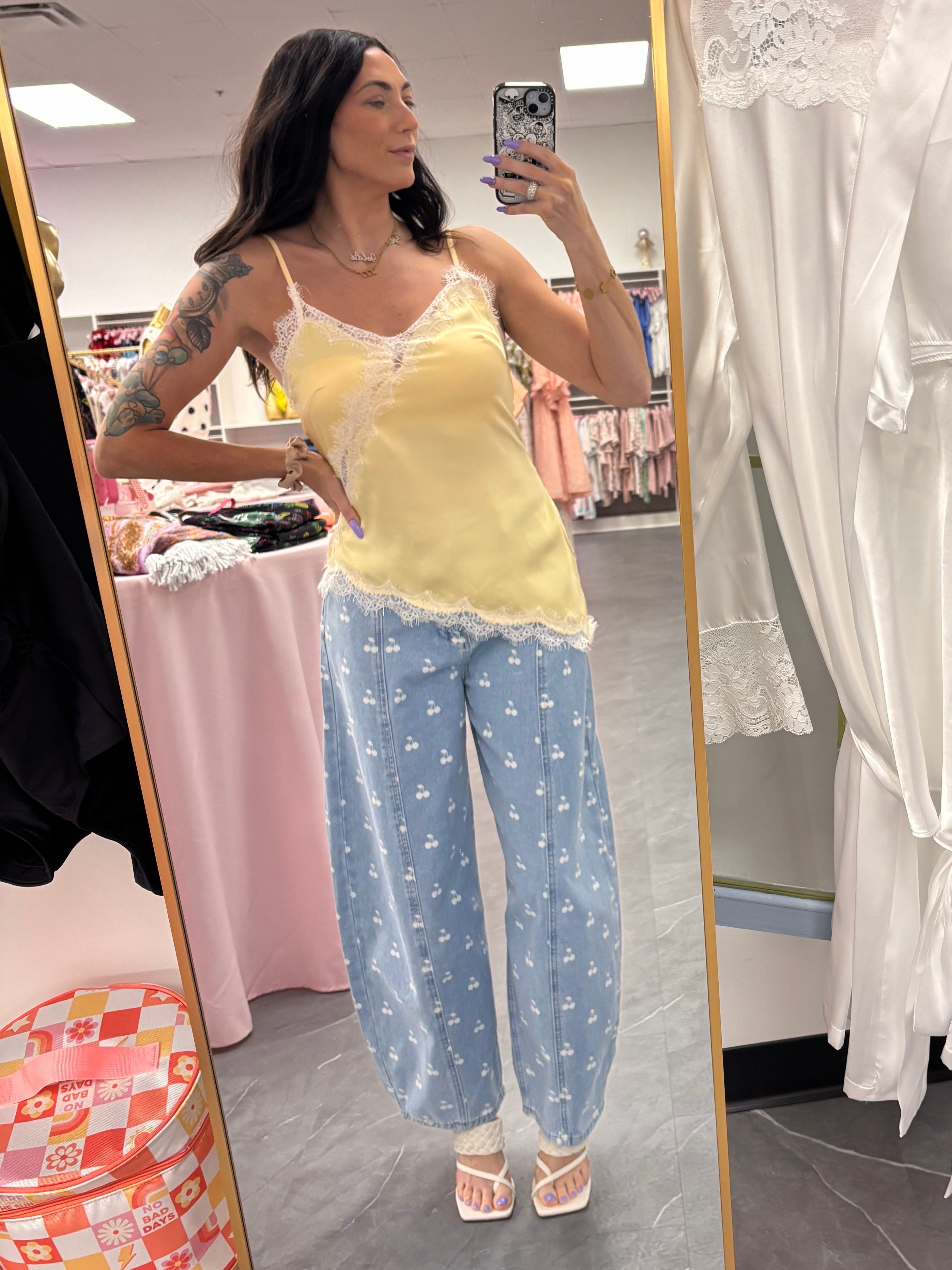 Oren Asymmetrical Satin Cami Yellow