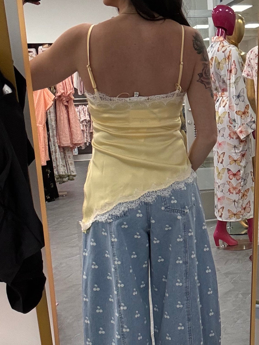 Oren Asymmetrical Satin Cami Yellow