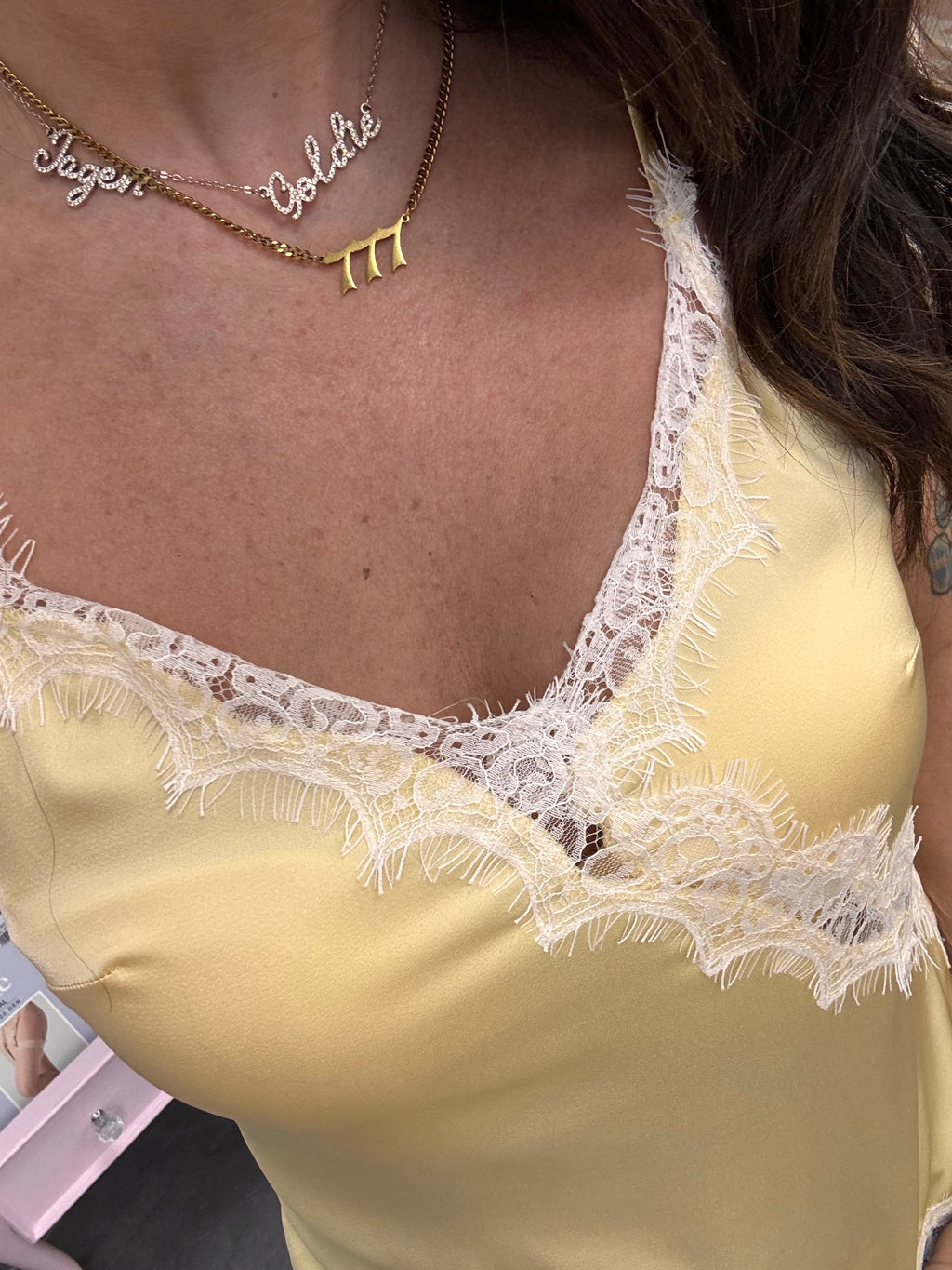 Oren Asymmetrical Satin Cami Yellow
