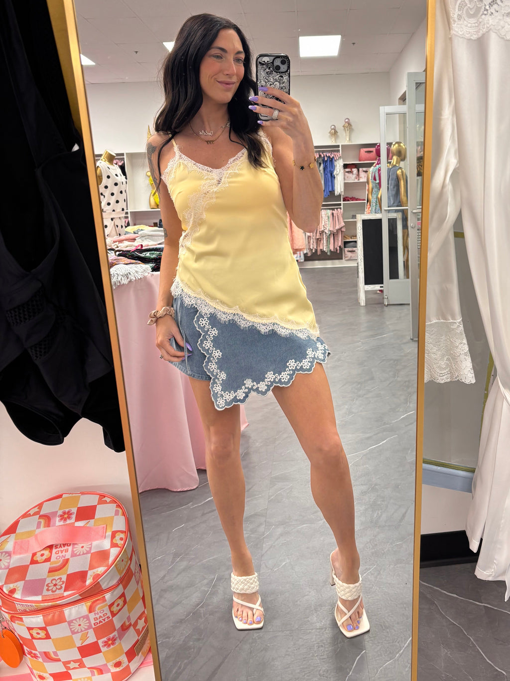 Oren Asymmetrical Satin Cami Yellow