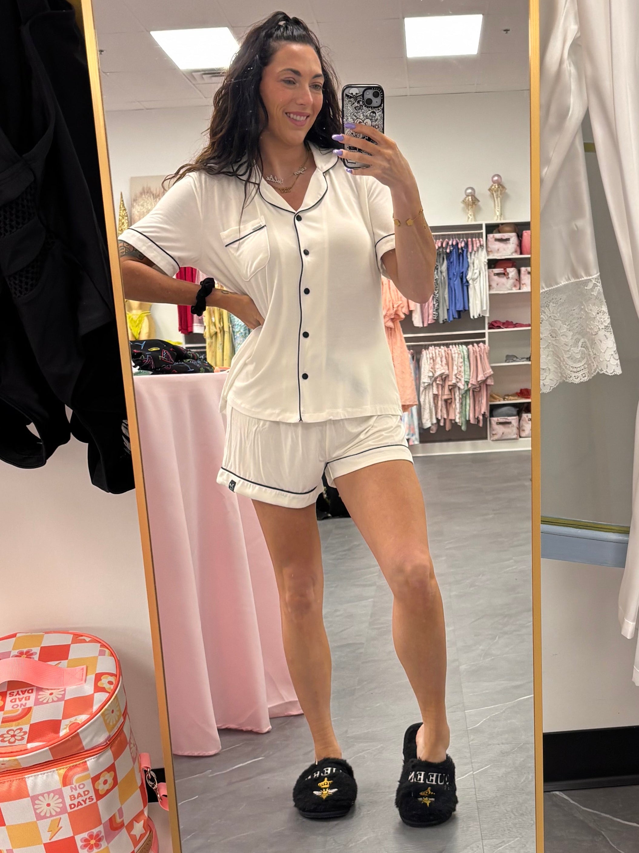 Bamboo Shirt and Short Set in Cream