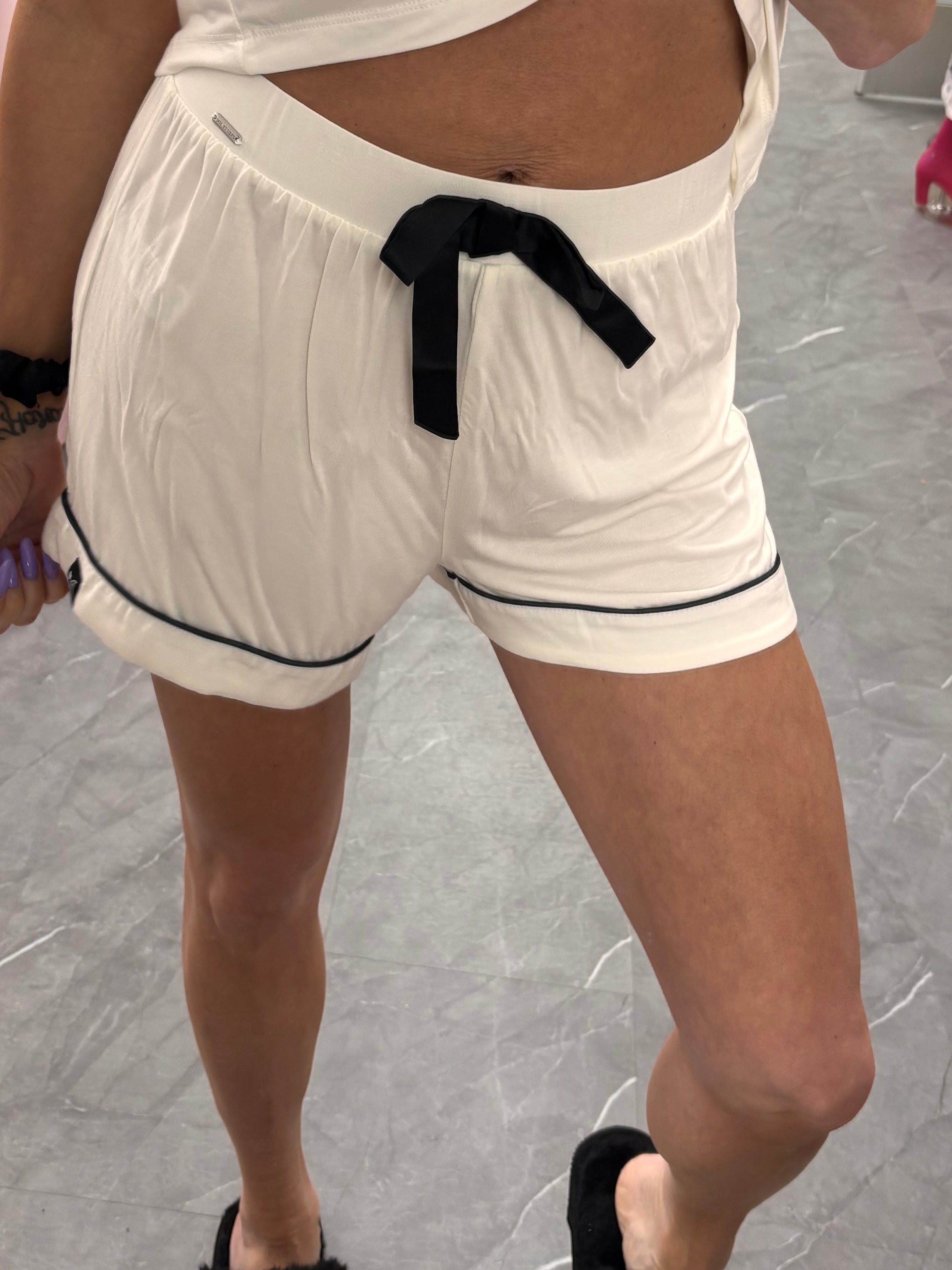 Bamboo Shirt and Short Set in Cream