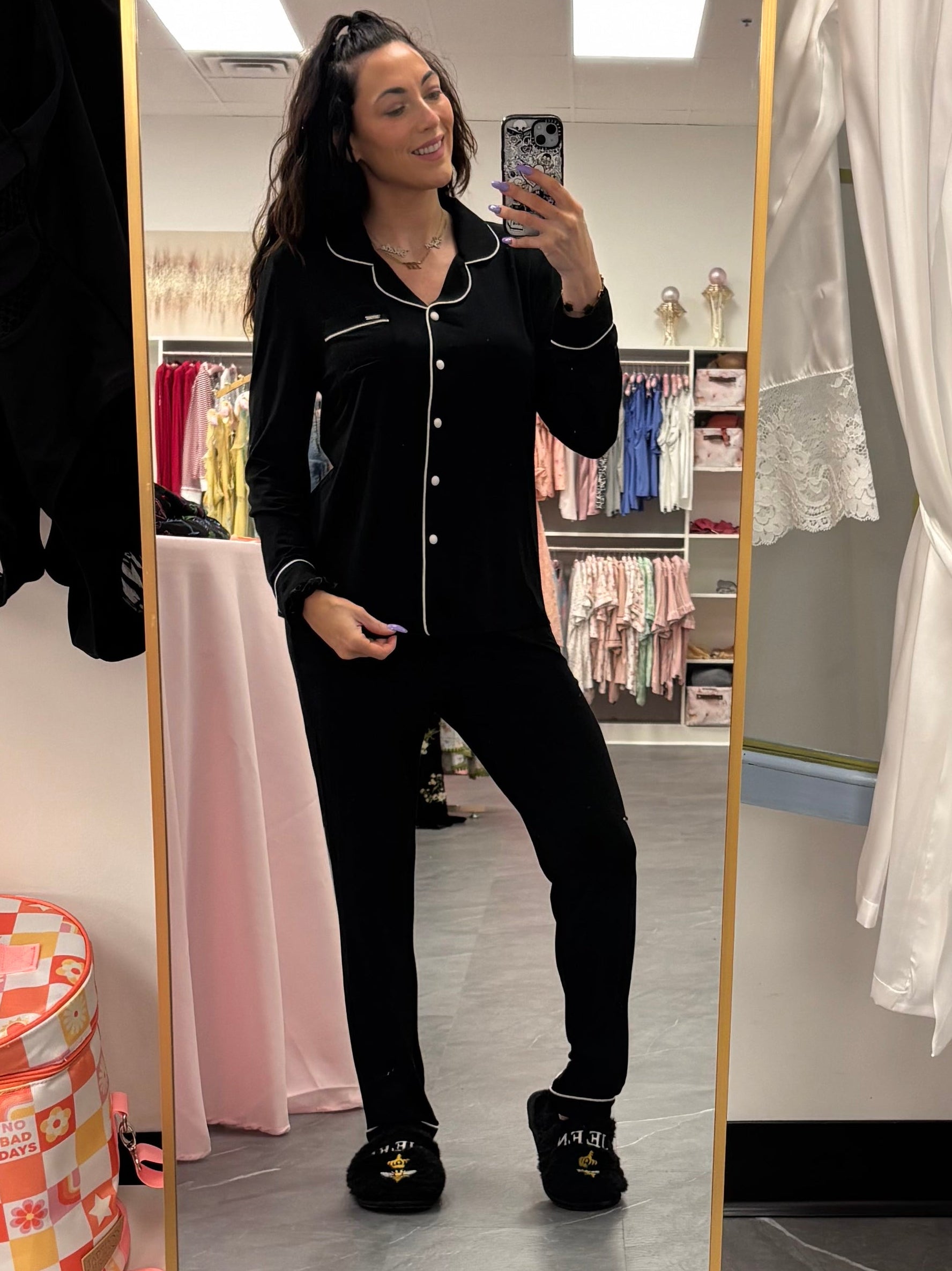 Bamboo PJ Pant Set in Black