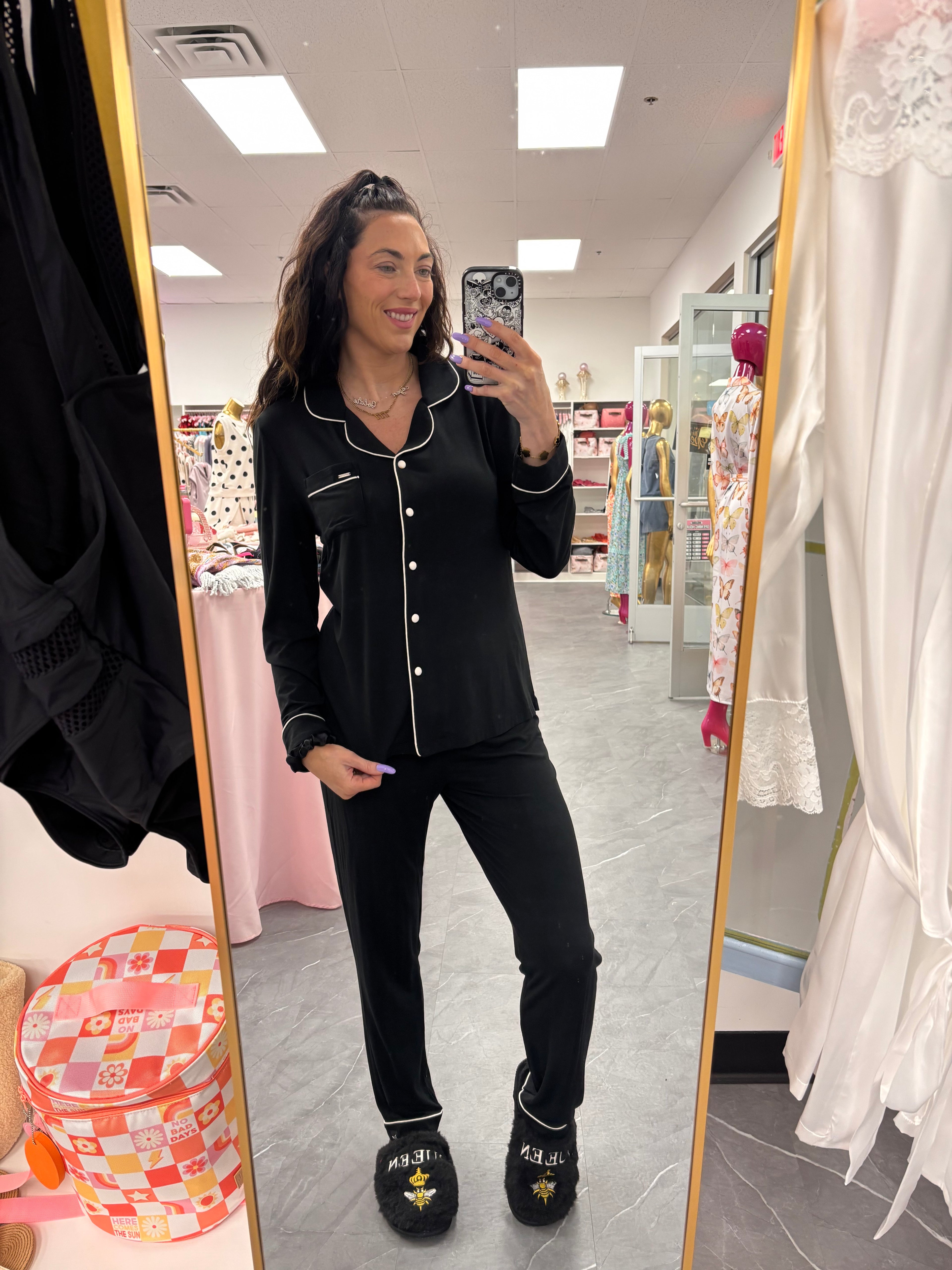 Bamboo PJ Pant Set in Black