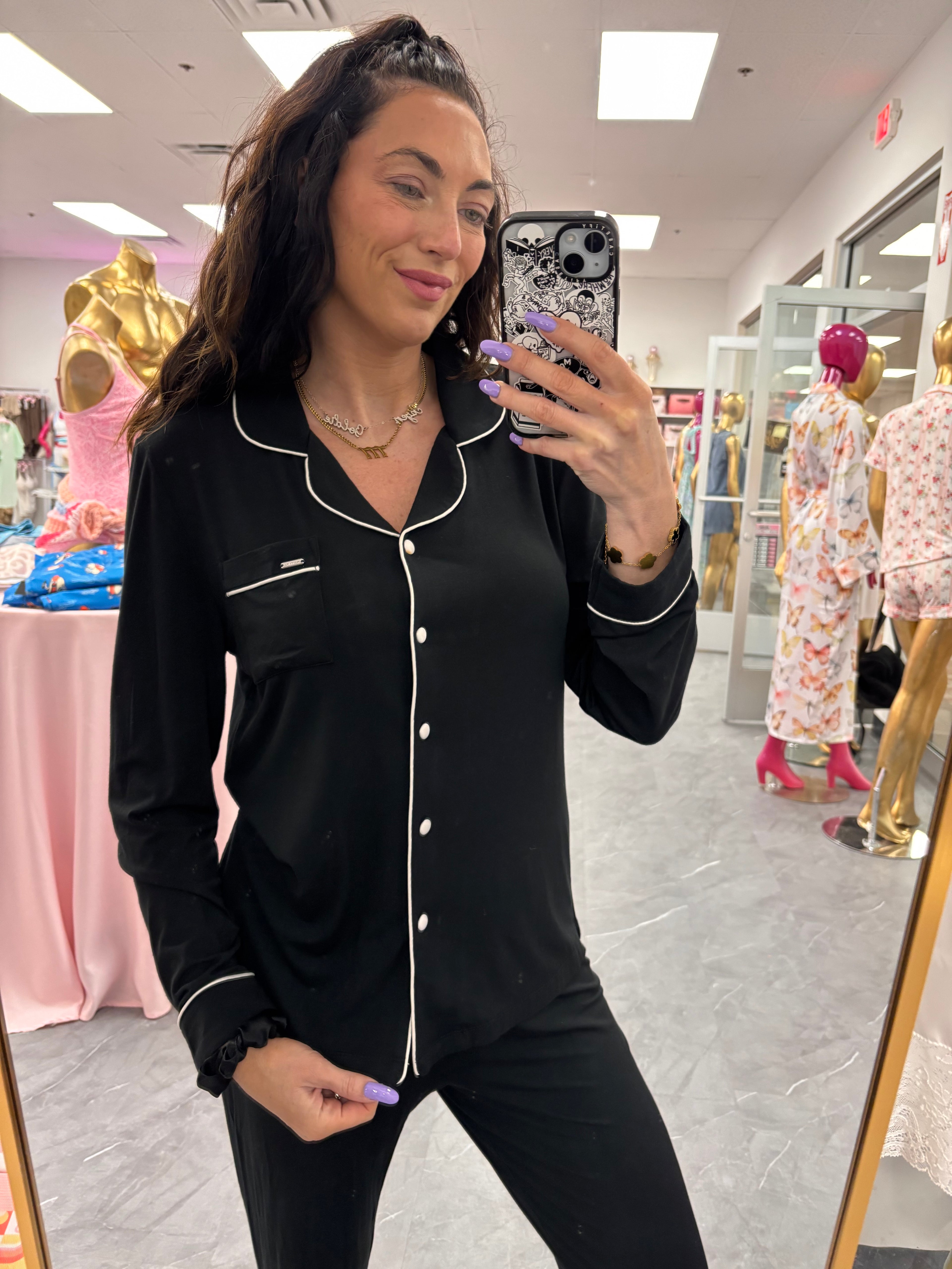 Bamboo PJ Pant Set in Black