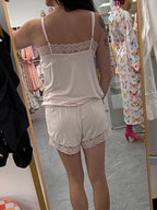 Bamboo Lace Cami and Short Set Powder Puff Pink - Intimate Whispers