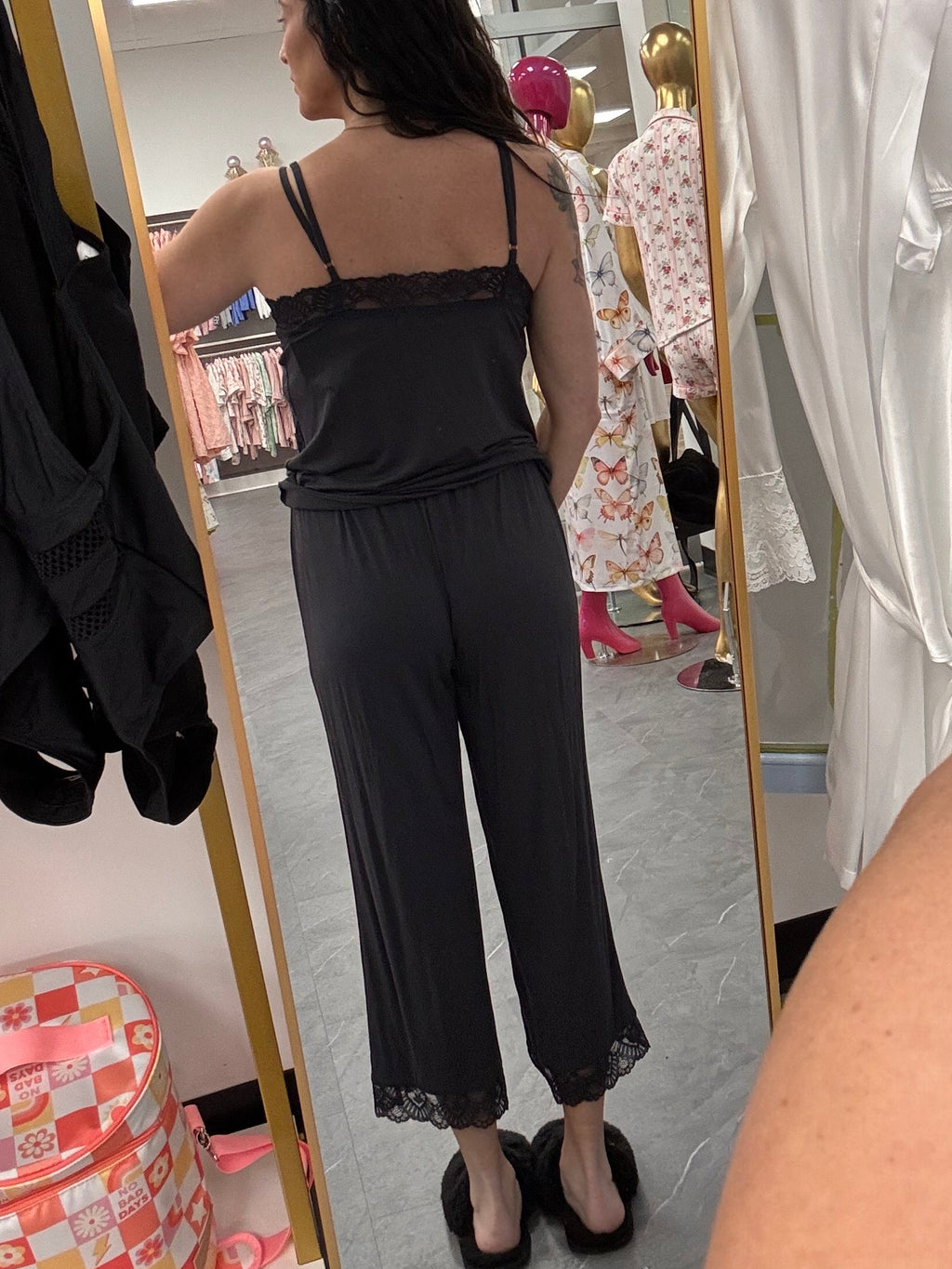 Bamboo Lace PJ Set in Raven