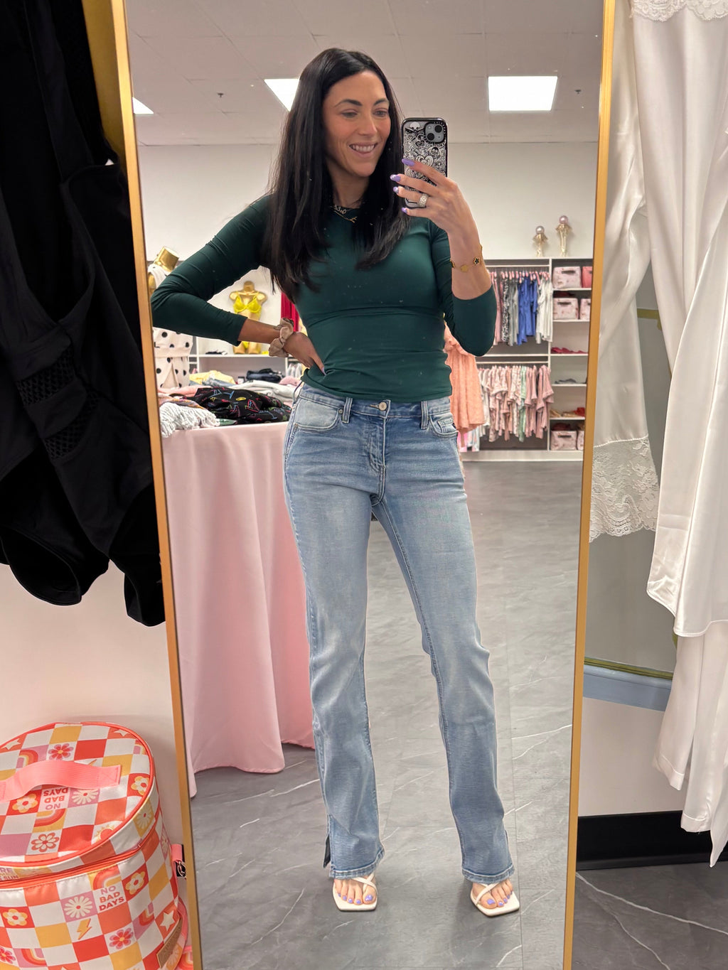 High-Rise Bootcut Denim Jeans- Light Wash