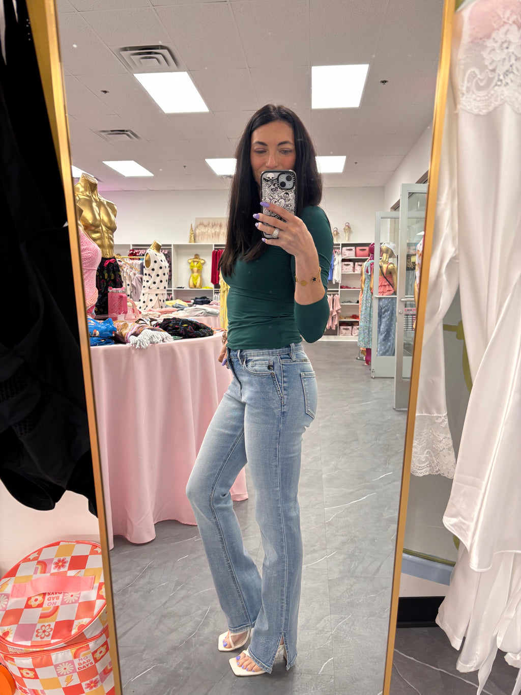 High-Rise Bootcut Denim Jeans- Light Wash