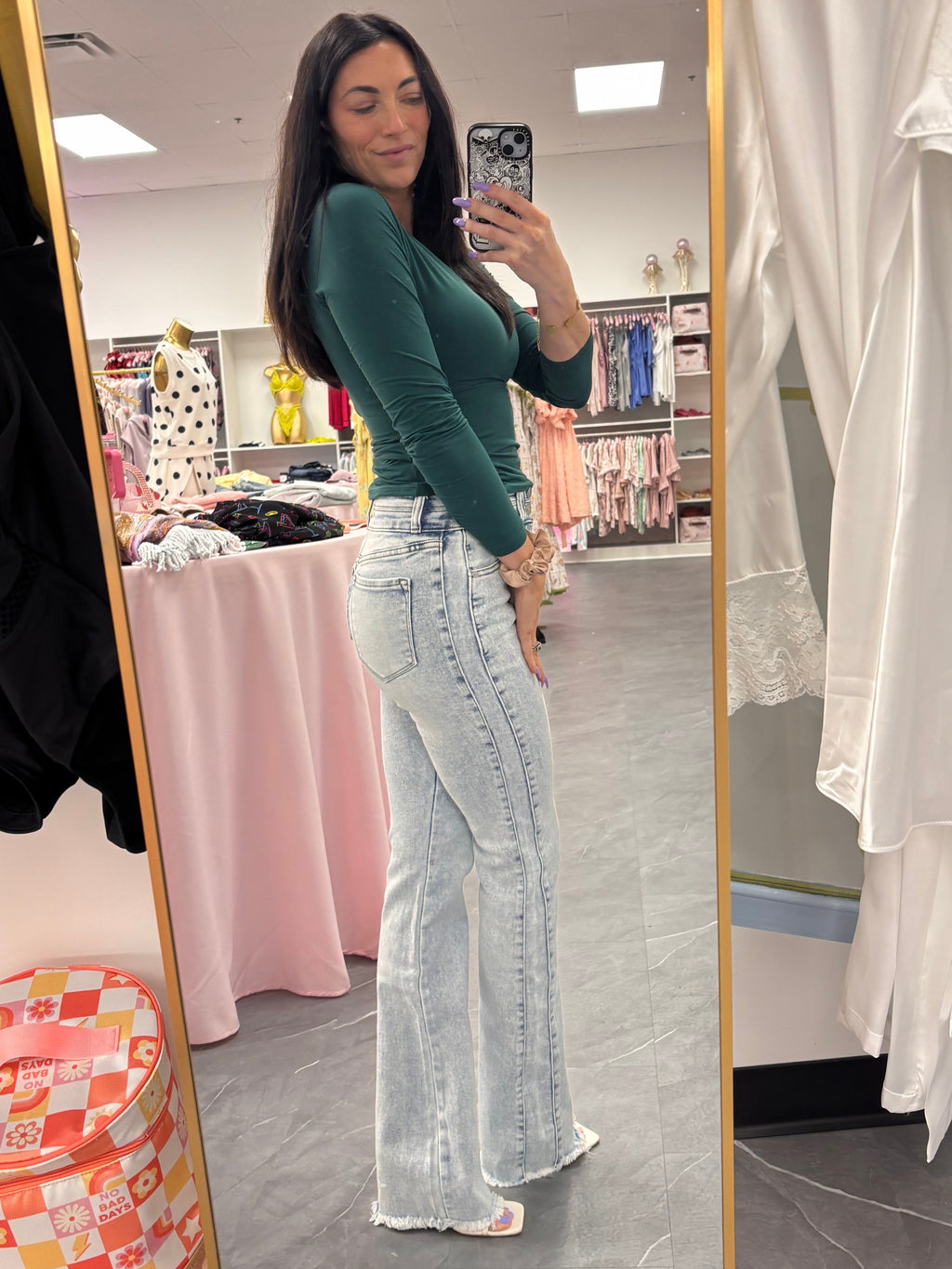High-Rise Bootcut Denim Jeans- Light Wash