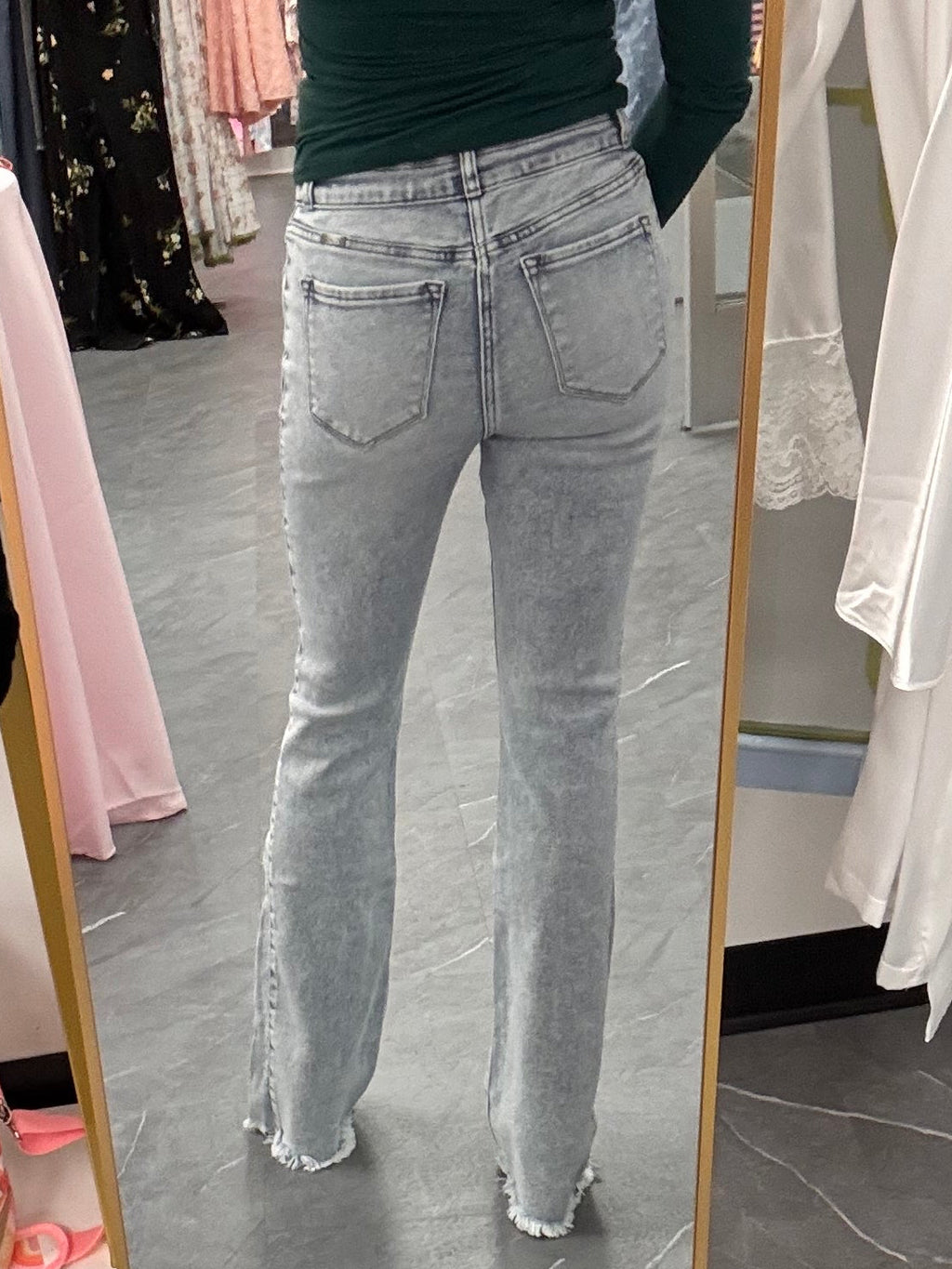 High-Rise Bootcut Denim Jeans- Light Wash