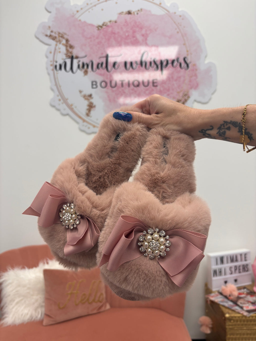 Pink Embellished Slippers