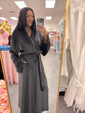 Velour Longline Robe: Raven