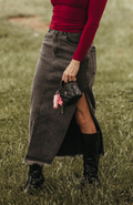Biles Midi Denim Skirt - Black