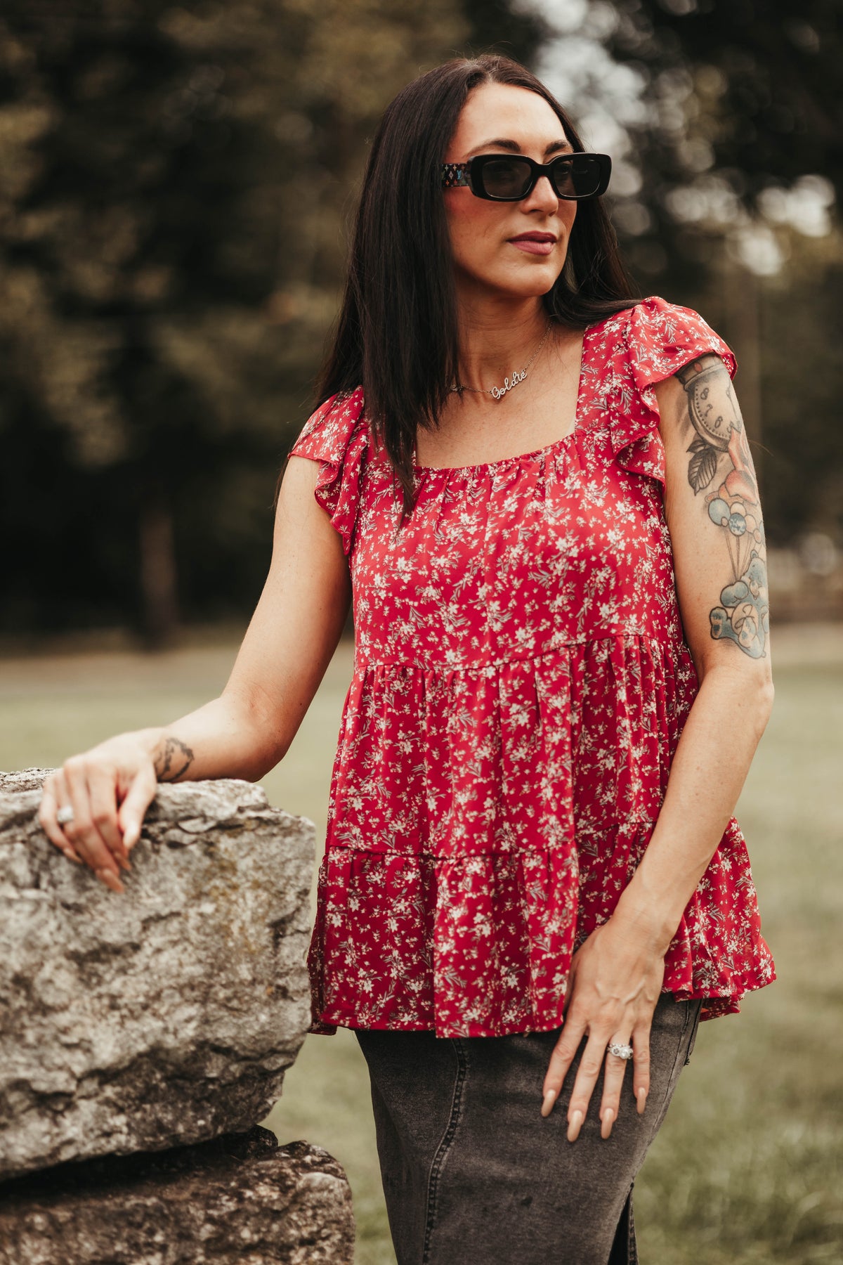 Red Floral Tank