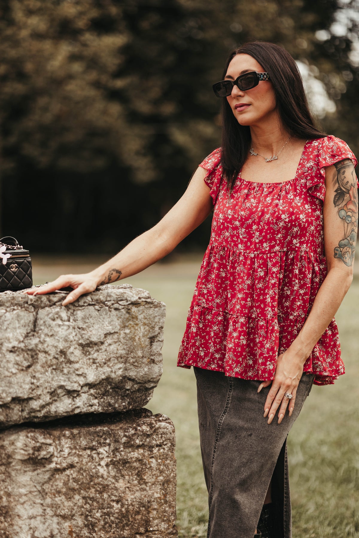 Red Floral Tank