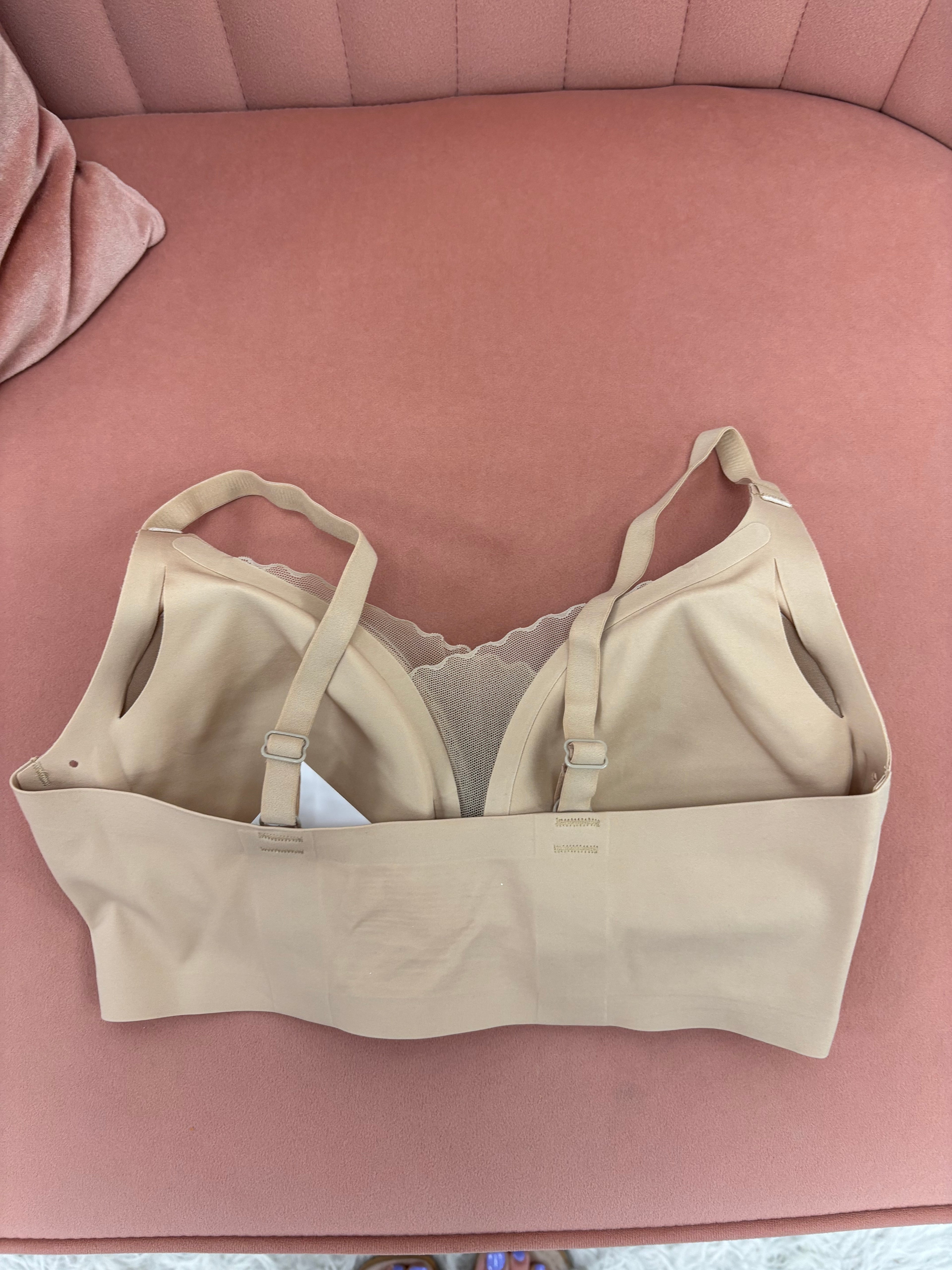Perforated Gel Seamless Bra Mesh Detail: Beige