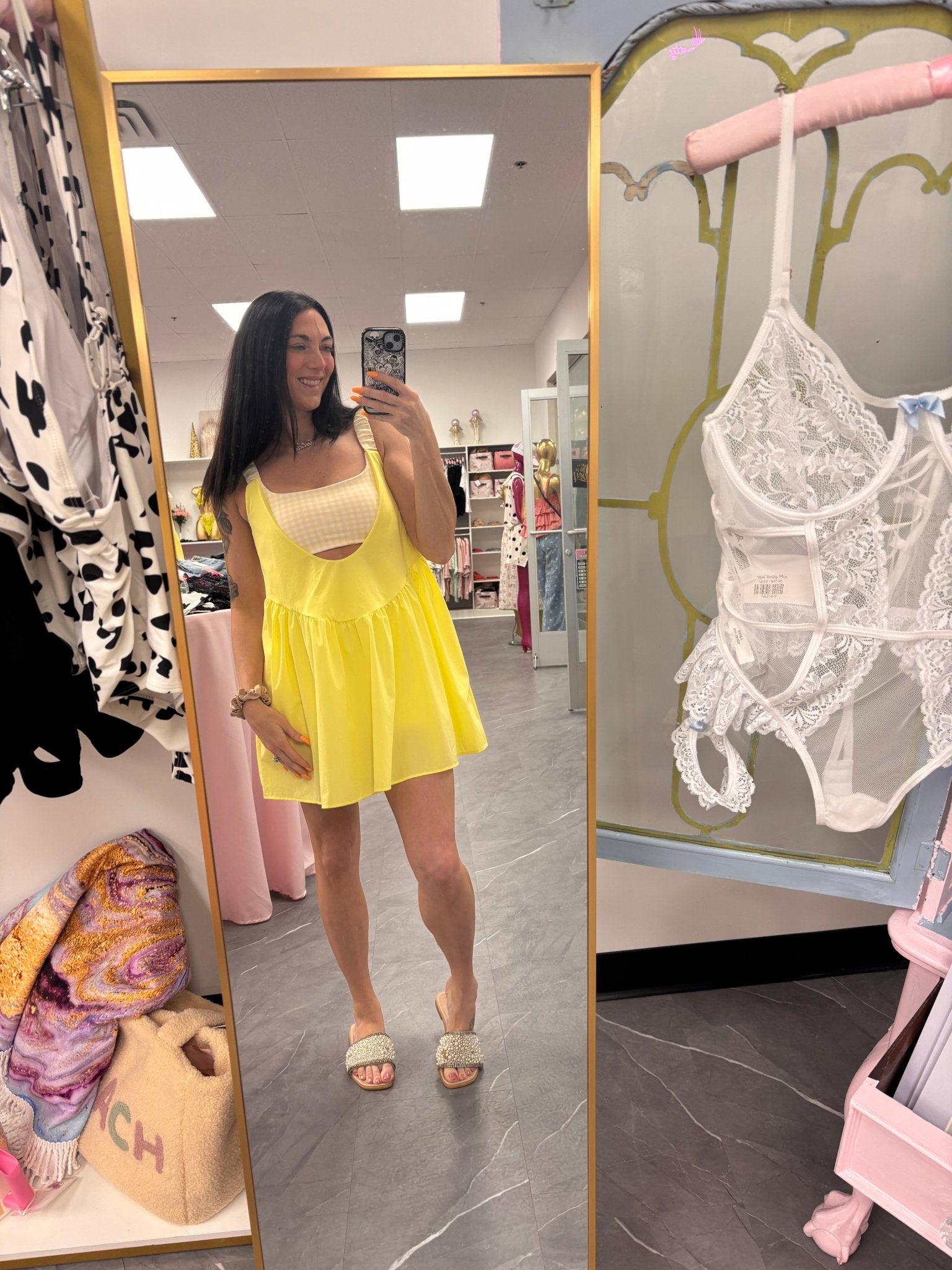 Gingham Athletic Dress: Lemon - Intimate Whispers