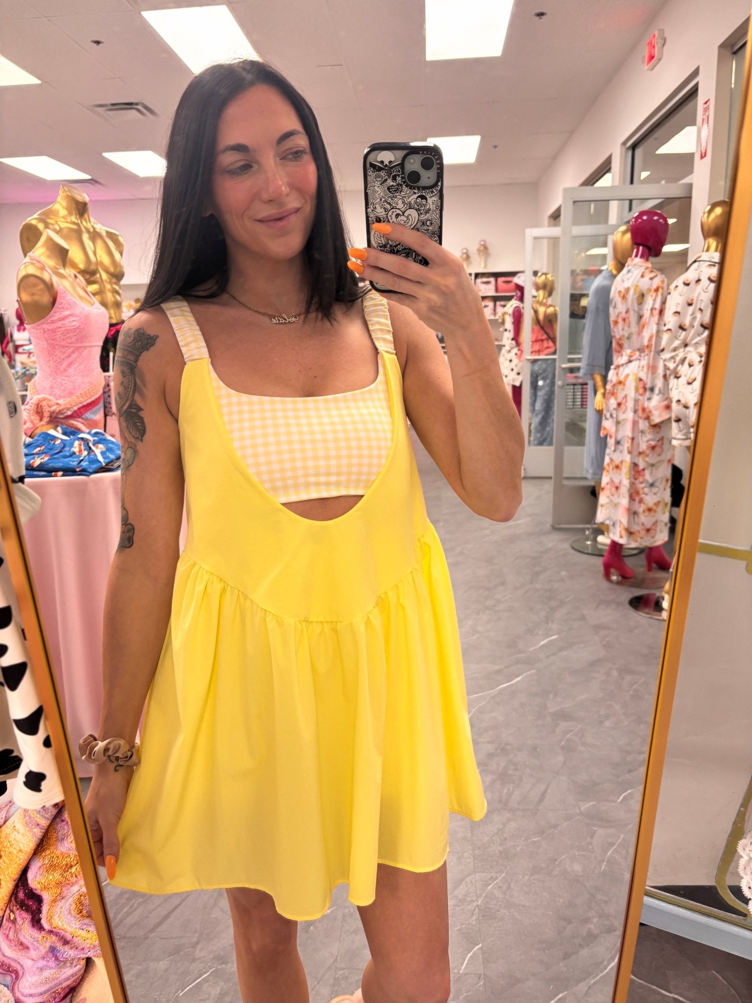Gingham Athletic Dress: Lemon - Intimate Whispers