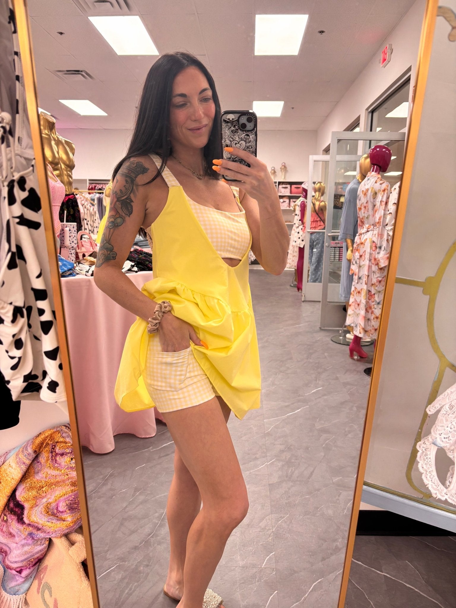 Gingham Athletic Dress: Lemon - Intimate Whispers