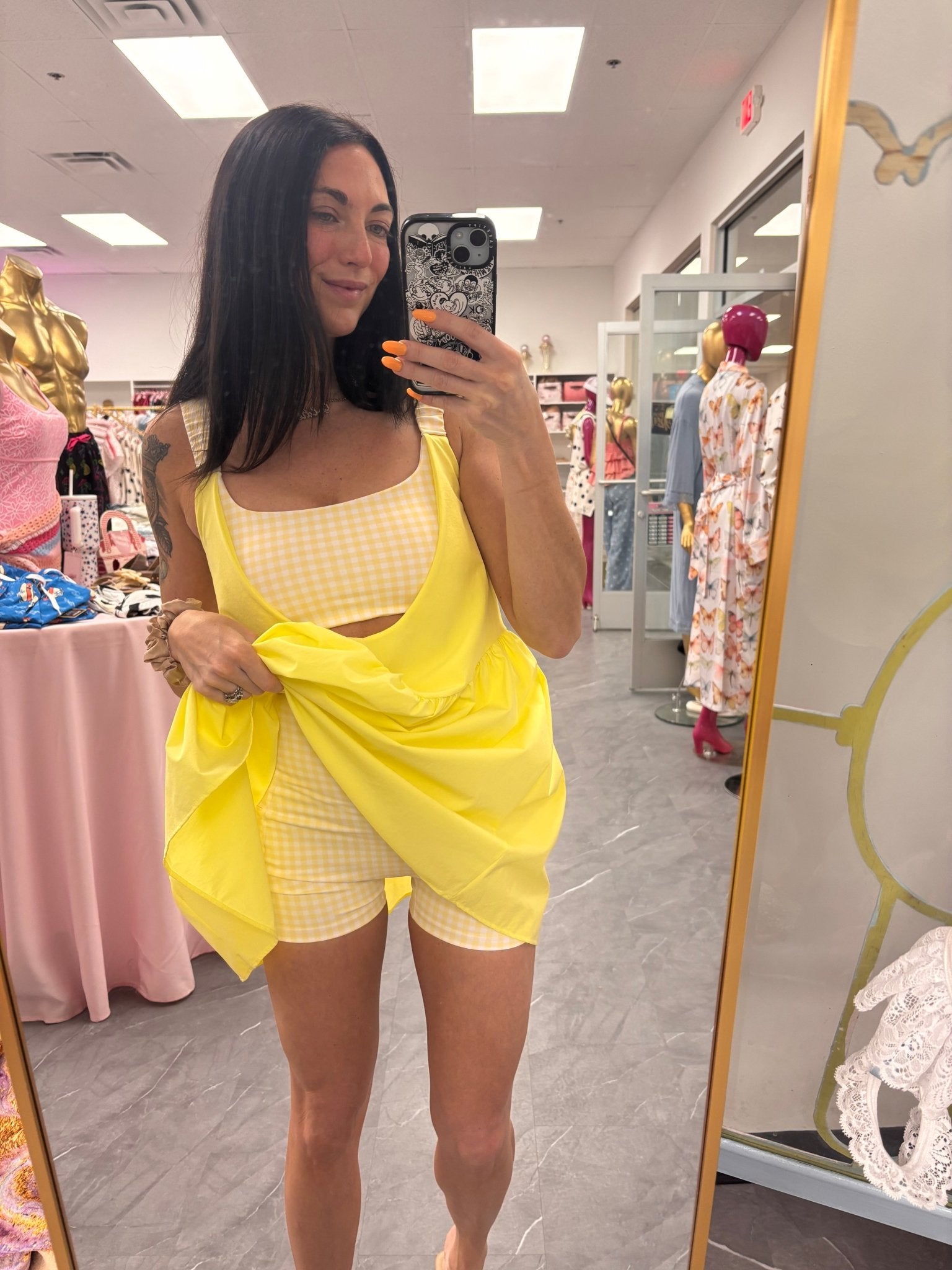 Gingham Athletic Dress: Lemon - Intimate Whispers