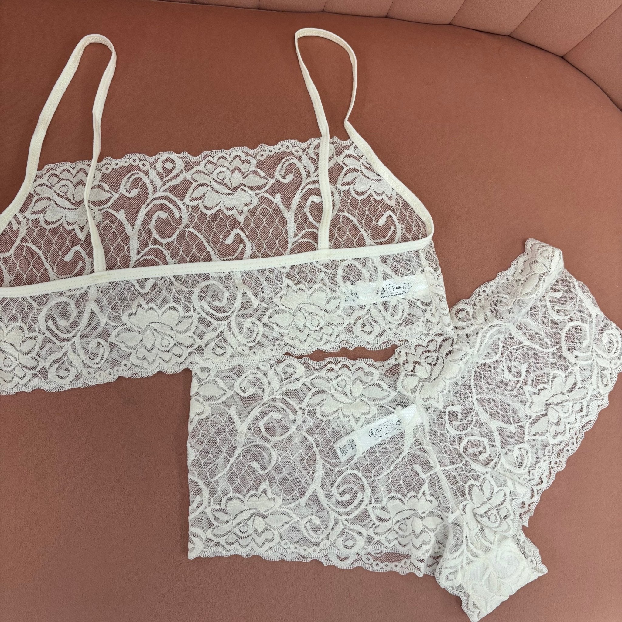White Lingerie Set with Bustier Top and Lace Shorts - Intimate Whispers