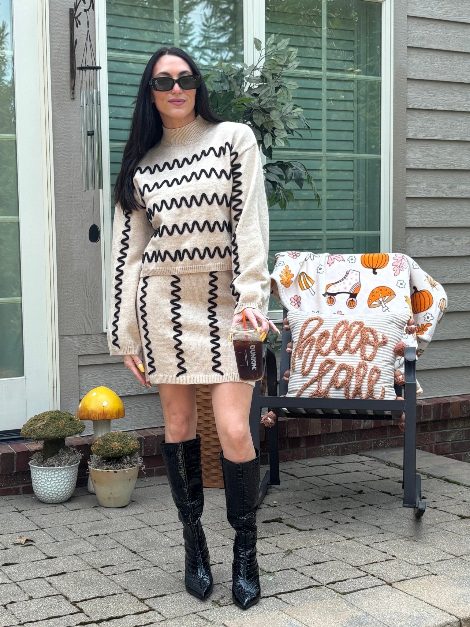 Wavy Stripe Mini Sweater Skirt - Intimate Whispers