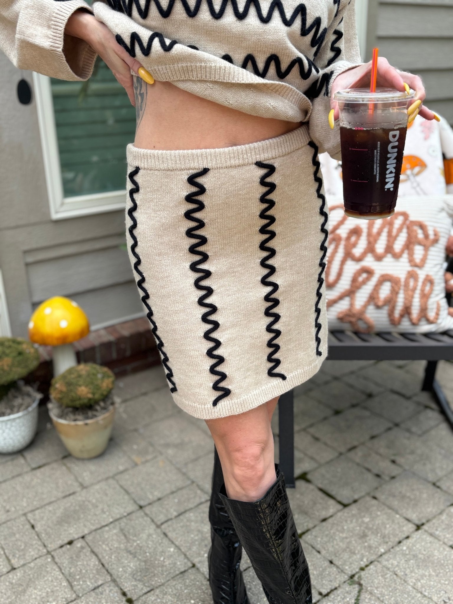 Wavy Stripe Mini Sweater Skirt - Intimate Whispers