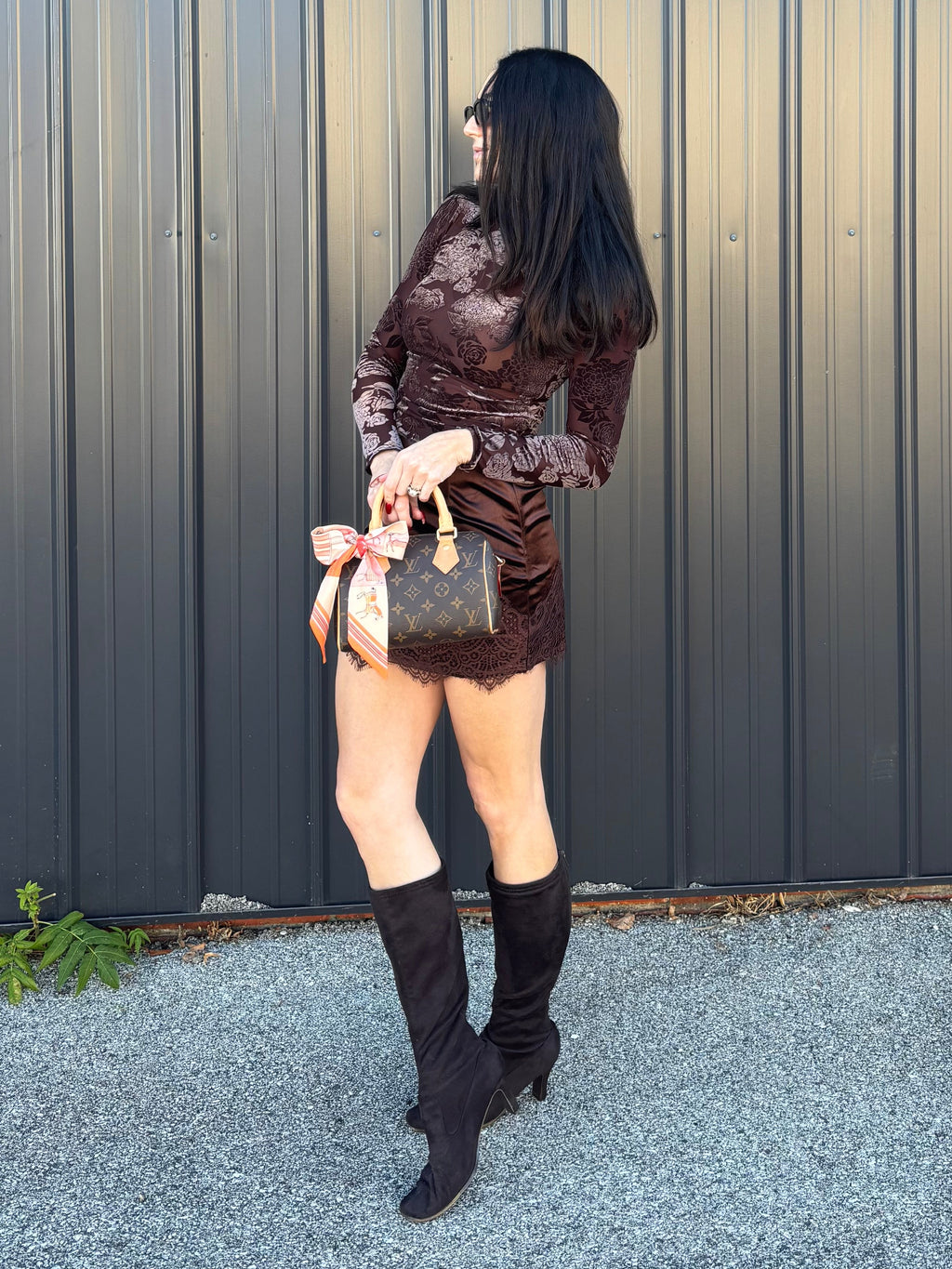 Chocolate Floral Mesh Top