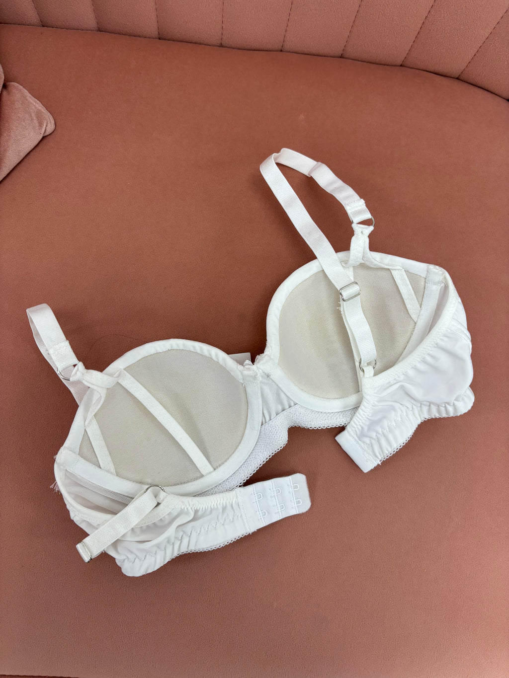 Women's balconette bridal bra flat lay back view