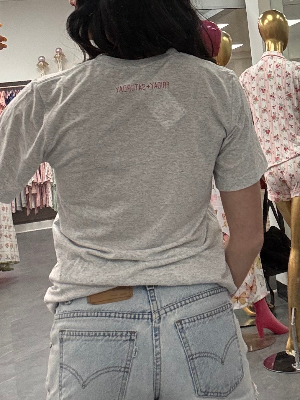 Women's grey t-shirt "babes support babes" back view