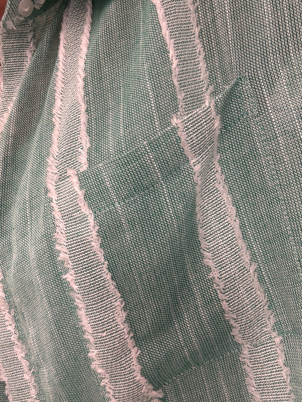 Women's frayed striped mint button up pocket detail