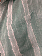 Women's frayed striped mint button up pocket detail