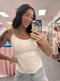 White seamless camisole tank top on model