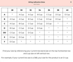 Women's Adhesive reusable sticky bra black size chart