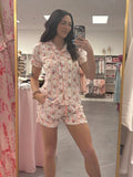 Floral Stripe Bamboo Pajama Shorts Set - Intimate Whispers