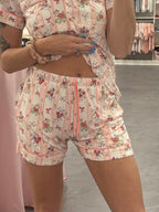 Floral Stripe Bamboo Pajama Shorts Set - Intimate Whispers