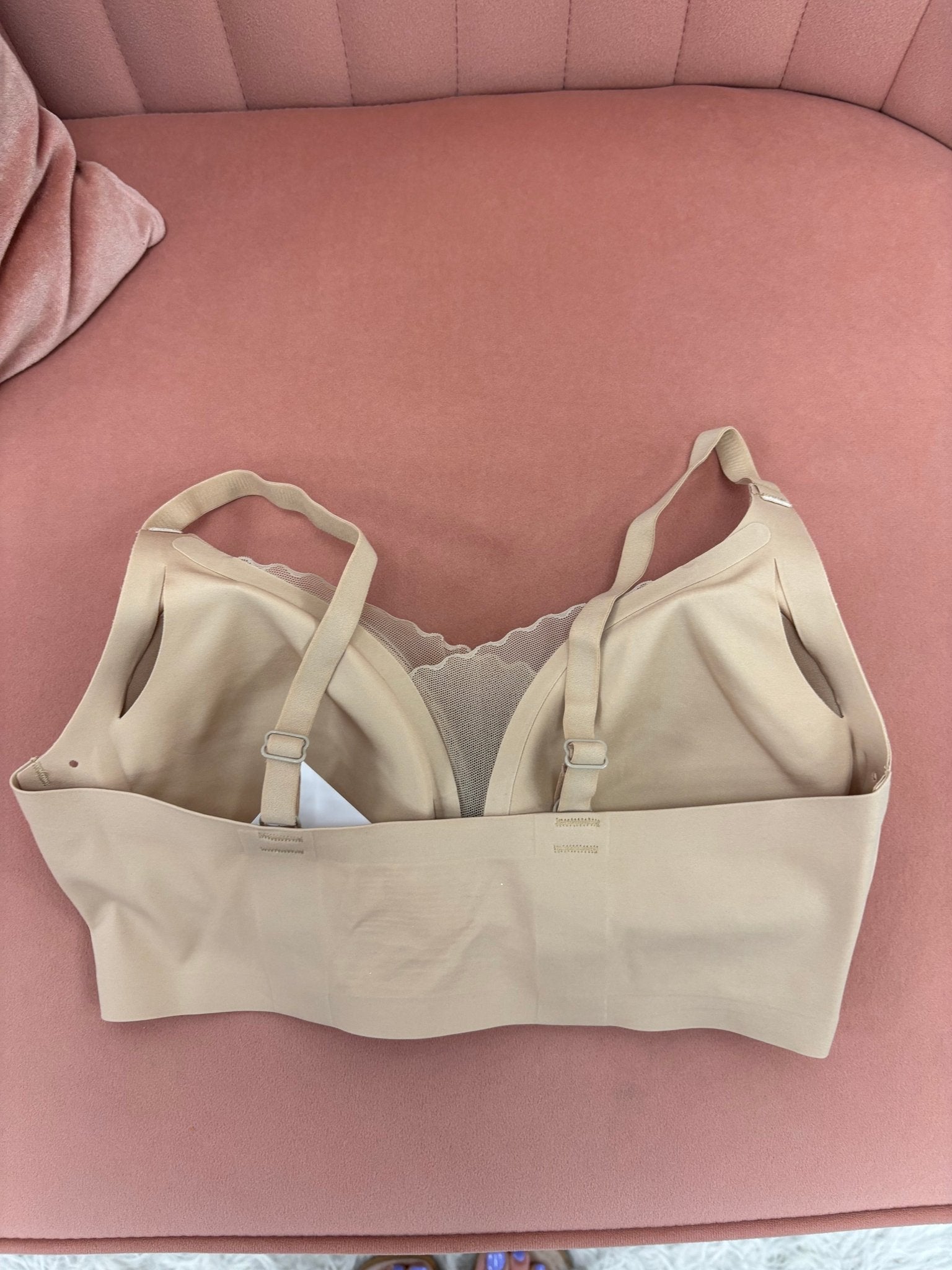 Perforated Gel Seamless Bra Mesh Detail: Beige - Intimate Whispers