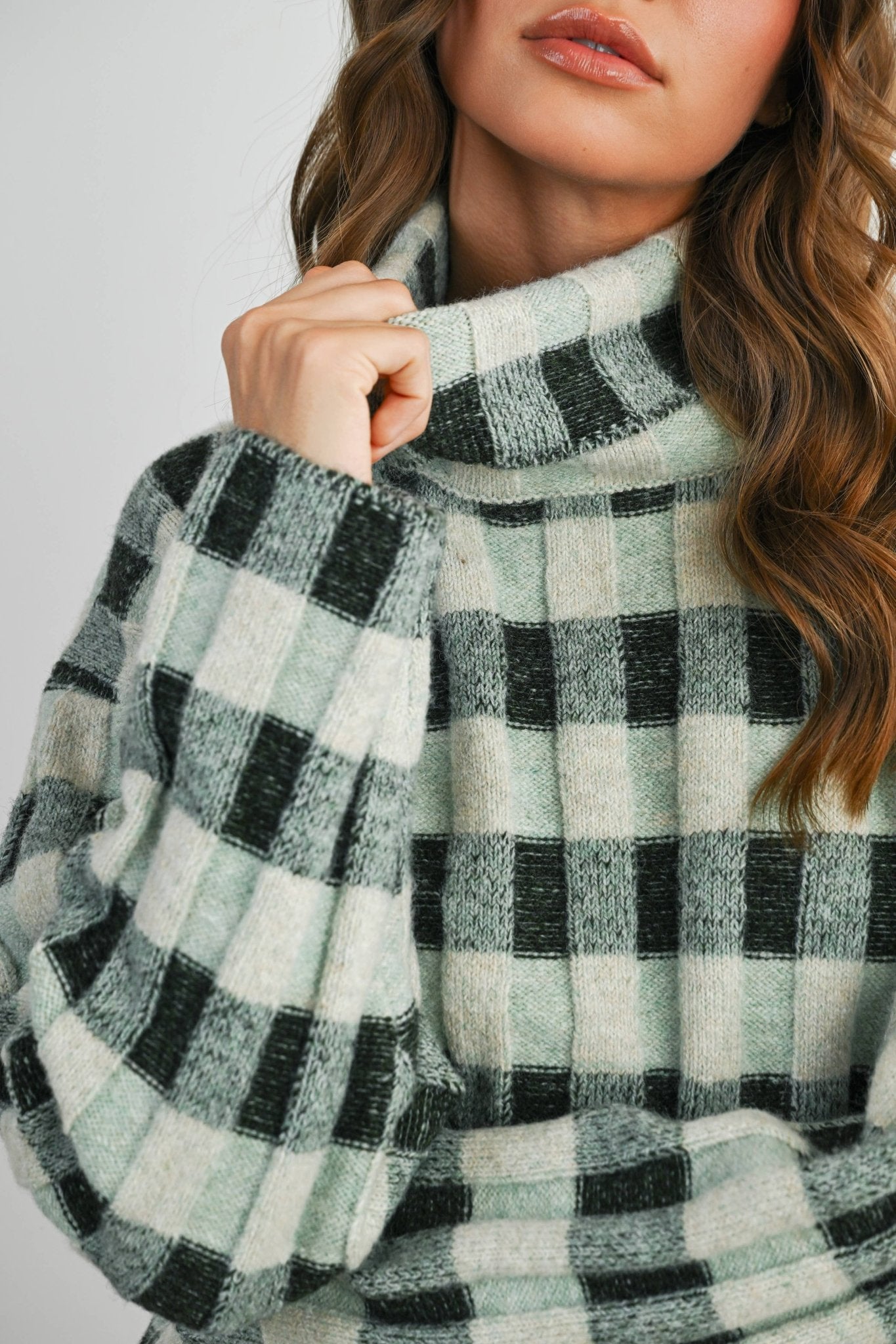 Fall Check Turtleneck Sweater - Intimate Whispers
